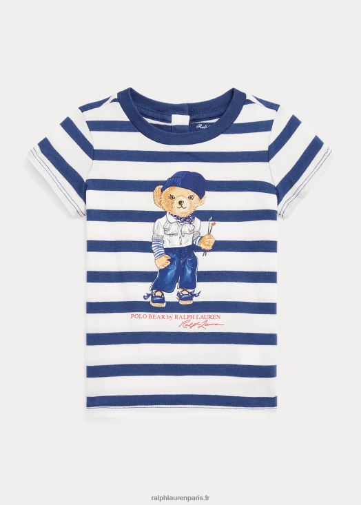t-shirt en coton à rayures polo bear 46T60T8251 bébé Ralph Lauren deckwash blanc/night marine