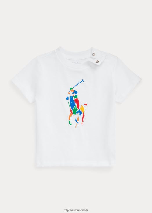 t-shirt en jersey de coton big pony 46T60T8259 bébé Ralph Lauren blanc