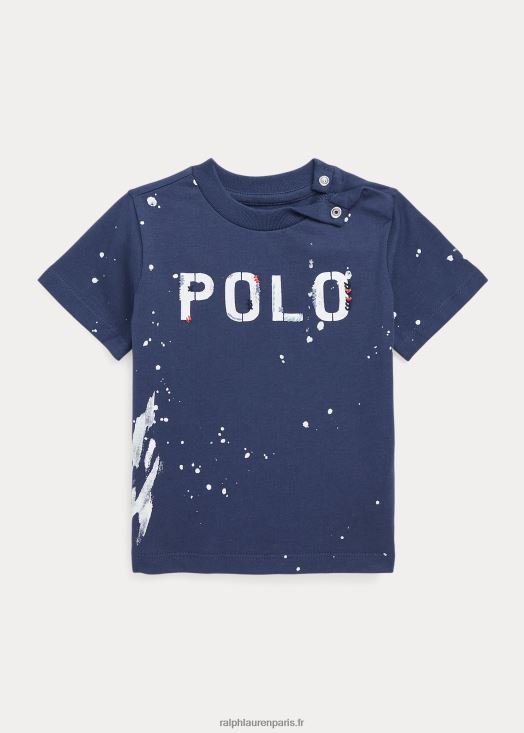 t-shirt en jersey de coton à logo 46T60T8254 bébé Ralph Lauren marine rustique