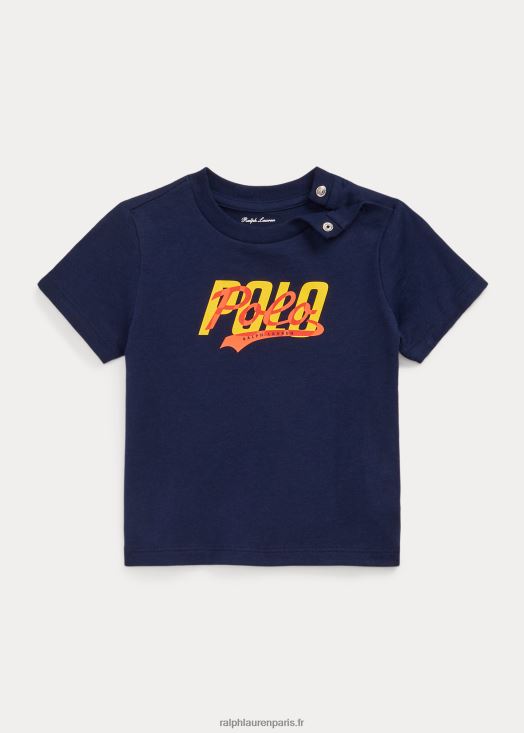 t-shirt en jersey de coton à logo 46T60T8257 bébé Ralph Lauren marine de croisière