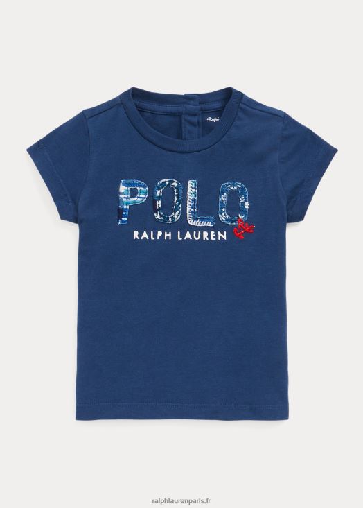 t-shirt en jersey de coton à logo 46T60T8263 bébé Ralph Lauren marine rustique