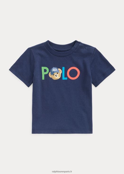 t-shirt en jersey de coton à logo polo bear 46T60T8247 bébé Ralph Lauren marine de croisière