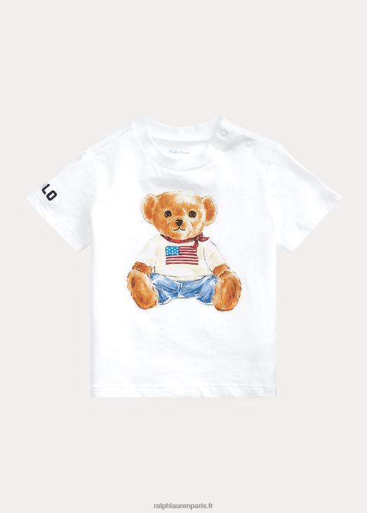 t-shirt en jersey de coton polo bear 46T60T7869 bébé Ralph Lauren blanc