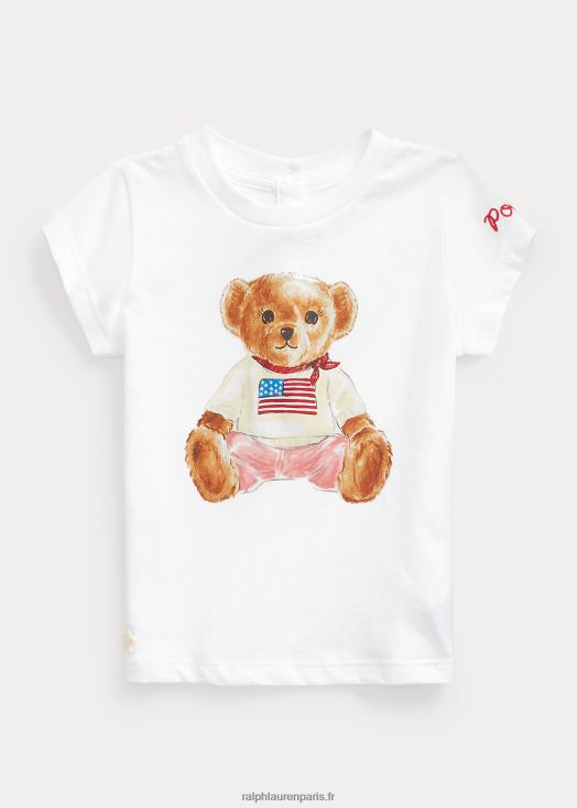 t-shirt en jersey de coton polo bear 46T60T7871 bébé Ralph Lauren blanc