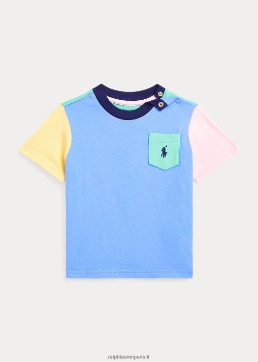 t-shirt à poche en coton colour-block 46T60T8274 bébé Ralph Lauren Harbour Island bleu multi