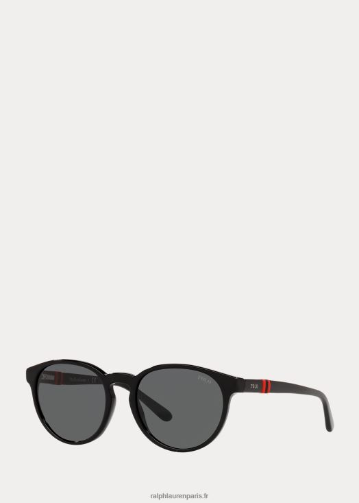 lunettes de soleil à rayures régimentaires 46T60T6298 enfants Ralph Lauren noir brillant