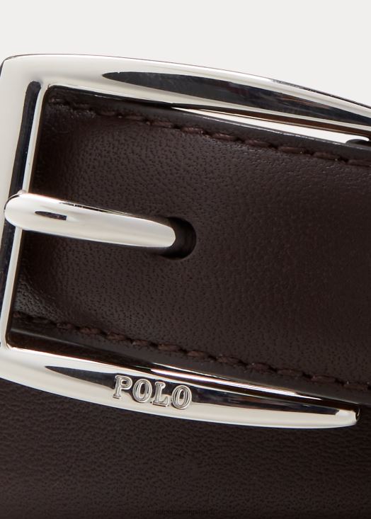ceinture en cuir de veau 46T60T6302 enfants Ralph Lauren brun