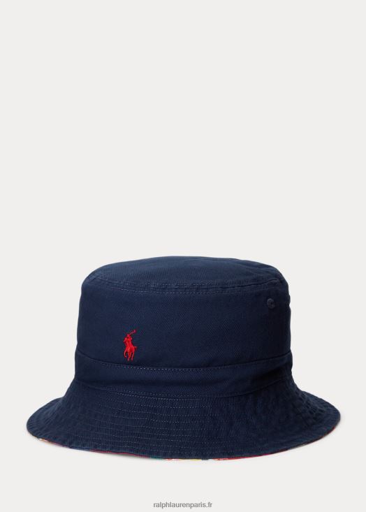 bob réversible en coton 46T60T6230 enfants Ralph Lauren multi rouge/marine