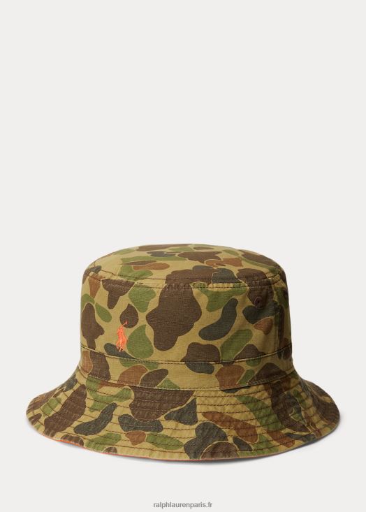 bob réversible en coton 46T60T6670 enfants Ralph Lauren voile orange/camouflage multi