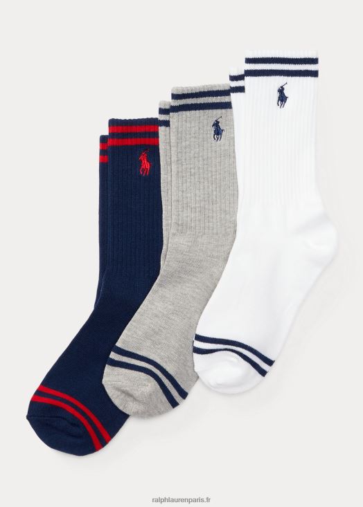 lot de 3 paires de chaussettes rayées 46T60T6330 enfants Ralph Lauren assorti
