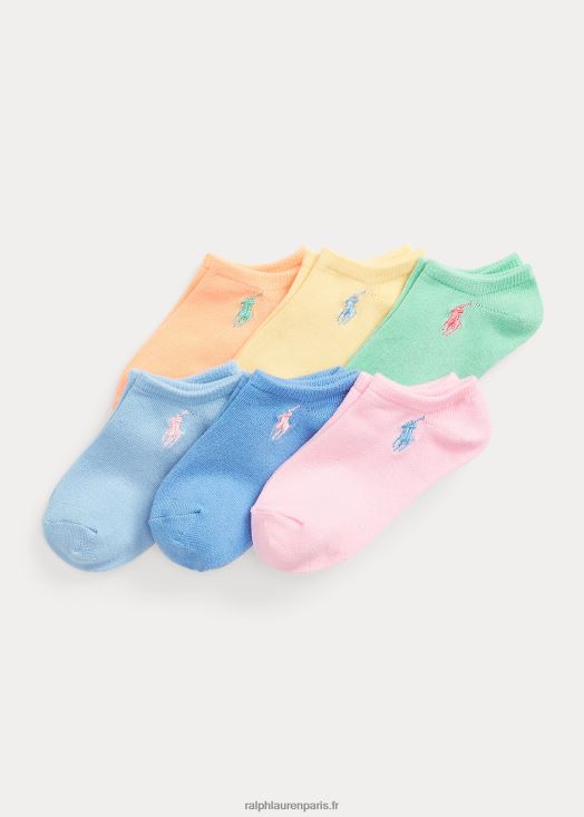 lot de 6 paires de chaussettes basses athlétiques 46T60T9958 enfants Ralph Lauren rose pastel