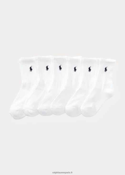 lot de 6 paires de chaussettes mi-mollet classiques 46T60T5966 enfants Ralph Lauren blanc