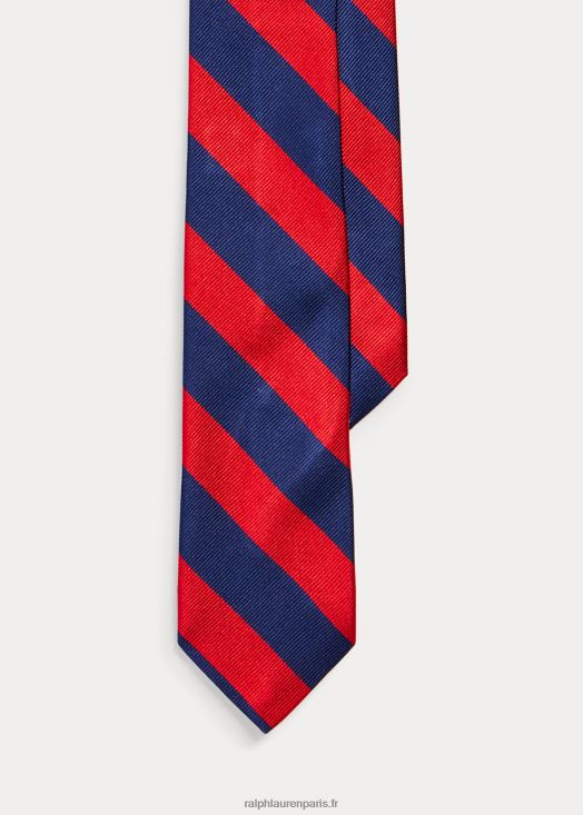 cravate en reps de soie à rayures 46T60T6077 enfants Ralph Lauren marine/rouge