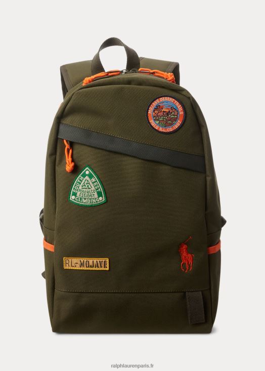 grand sac à dos à patchs camp 46T60T9834 enfants Ralph Lauren sauge noire