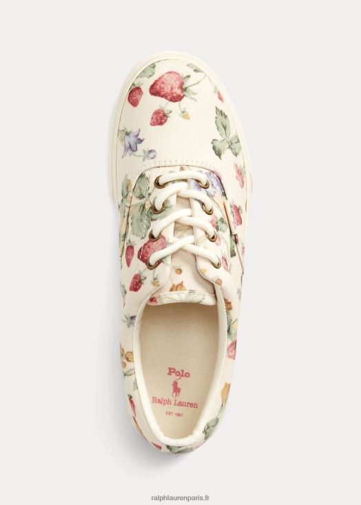 baskets en toile à fleurs keaton 46T60T9986 enfants Ralph Lauren imprimé fraise crème