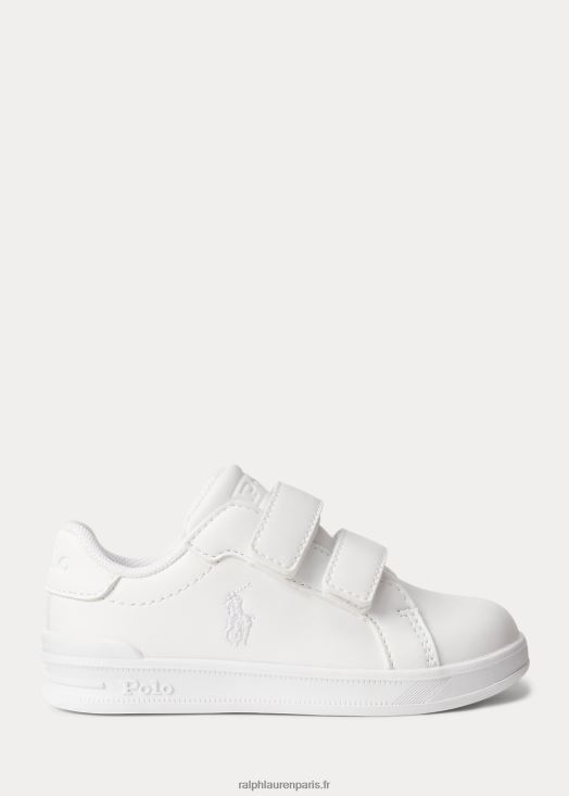 baskets ez en similicuir Heritage Court 46T60T6335 enfants Ralph Lauren blanc