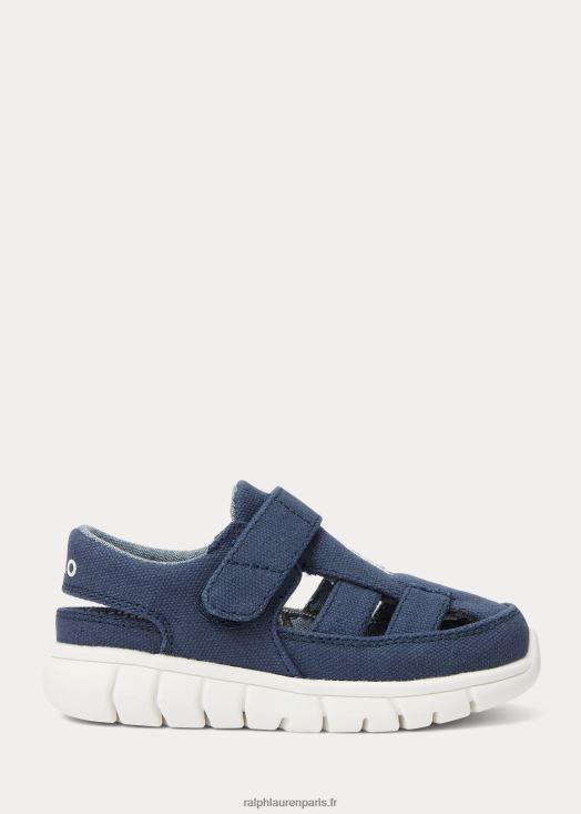 baskets ez en toile de pêcheur barnes 46T60T6346 enfants Ralph Lauren marine