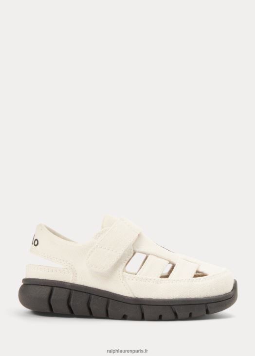 baskets ez en toile de pêcheur barnes 46T60T7265 enfants Ralph Lauren crème avec marine