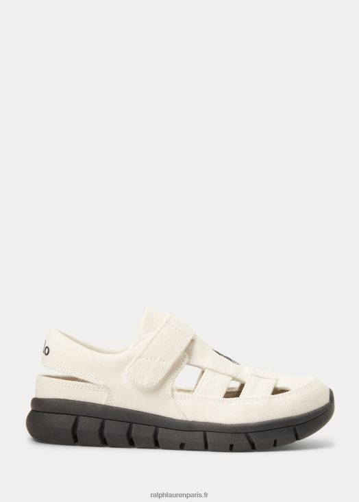baskets ez en toile de pêcheur barnes 46T60T7281 enfants Ralph Lauren crème avec marine