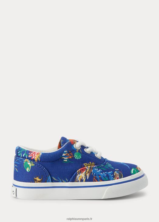 baskets ps en toile de coton océan keaton 46T60T6348 enfants Ralph Lauren imprimé ours bleu