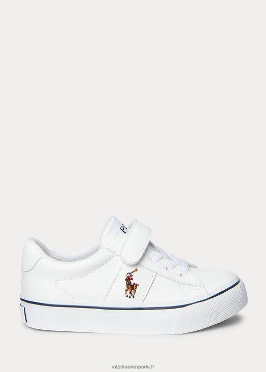baskets ps sayer en similicuir 46T60T6349 enfants Ralph Lauren multicolore blanc