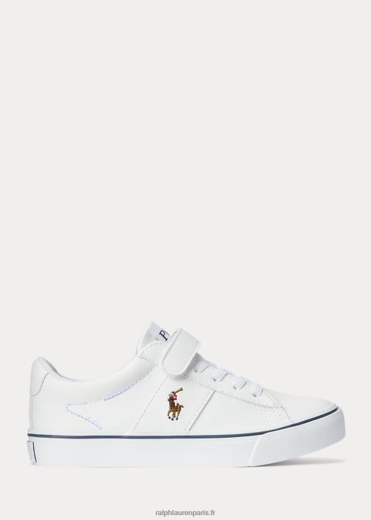 baskets ps sayer en similicuir 46T60T9887 enfants Ralph Lauren multicolore blanc