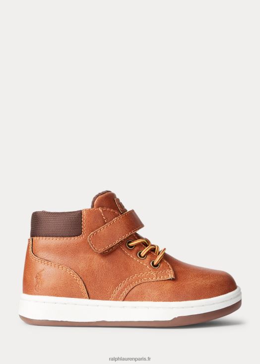 bottines polo court en similicuir 46T60T6353 enfants Ralph Lauren bronzage bruni