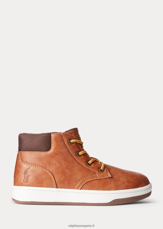 bottines polo court en similicuir 46T60T9893 enfants Ralph Lauren bronzage bruni