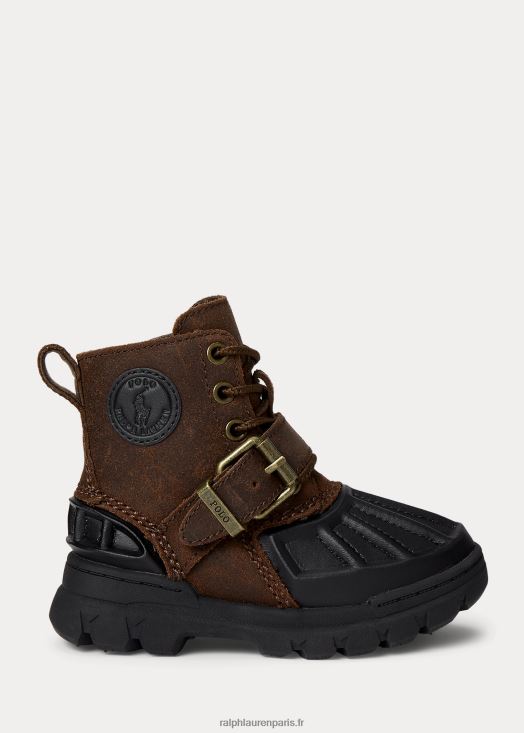 botte haute en daim oslo 46T60T6695 enfants Ralph Lauren marron foncé/noir