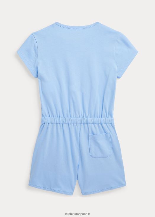 barboteuse en jersey de coton à logo big pony 46T60T6708 enfants Ralph Lauren bleu bébé
