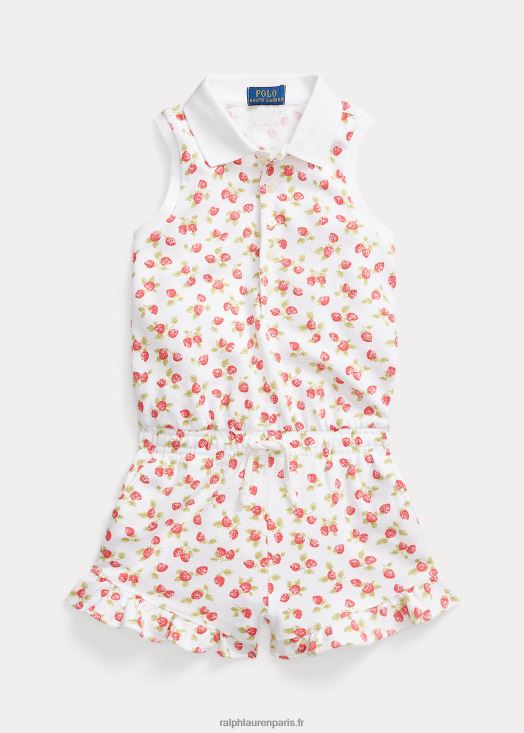 barboteuse polo en mesh stretch fraise 46T60T6807 enfants Ralph Lauren imprimé petite fraise