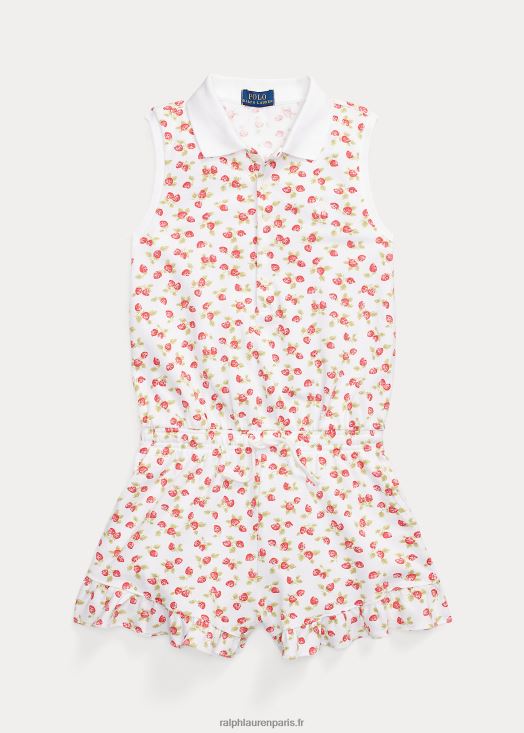 barboteuse polo en mesh stretch fraise 46T60T9983 enfants Ralph Lauren imprimé petite fraise