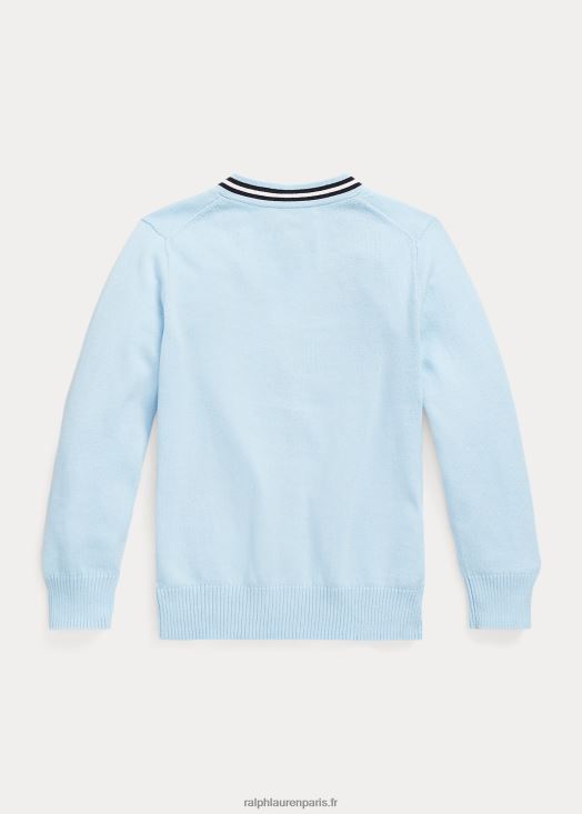 cardigan col v en coton 46T60T5801 enfants Ralph Lauren rl bleu marine multi