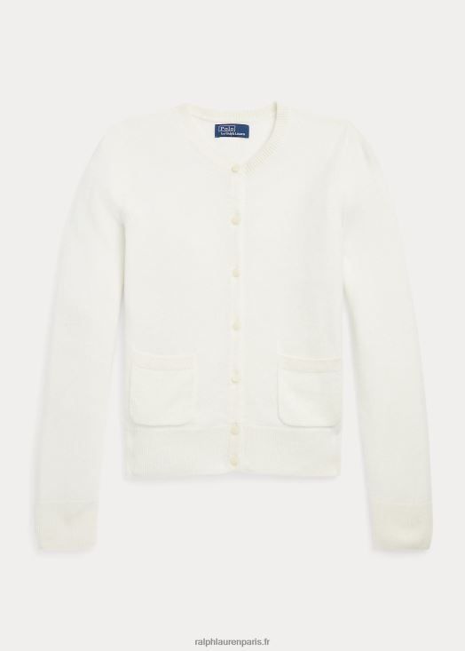 cardigan en cachemire à poche plaquée 46T60T7207 enfants Ralph Lauren blanc chaud