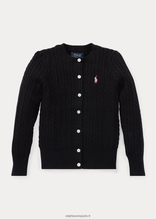 cardigan en coton à mini torsades 46T60T6936 enfants Ralph Lauren noir