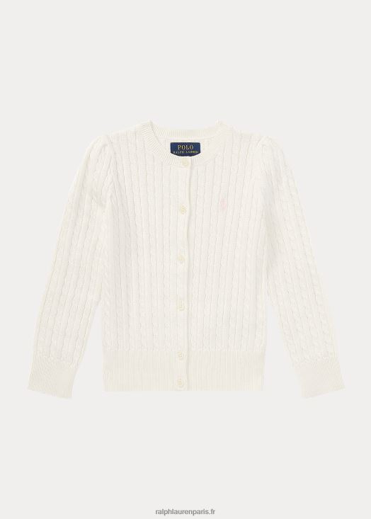 cardigan en coton à mini torsades 46T60T6938 enfants Ralph Lauren blanc chaud