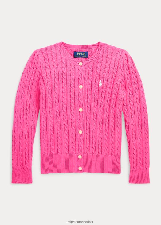 cardigan en coton à mini torsades 46T60T6939 enfants Ralph Lauren rose du désert