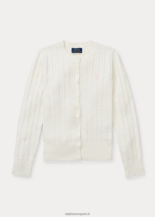 cardigan en coton à mini torsades 46T60T7243 enfants Ralph Lauren blanc chaud