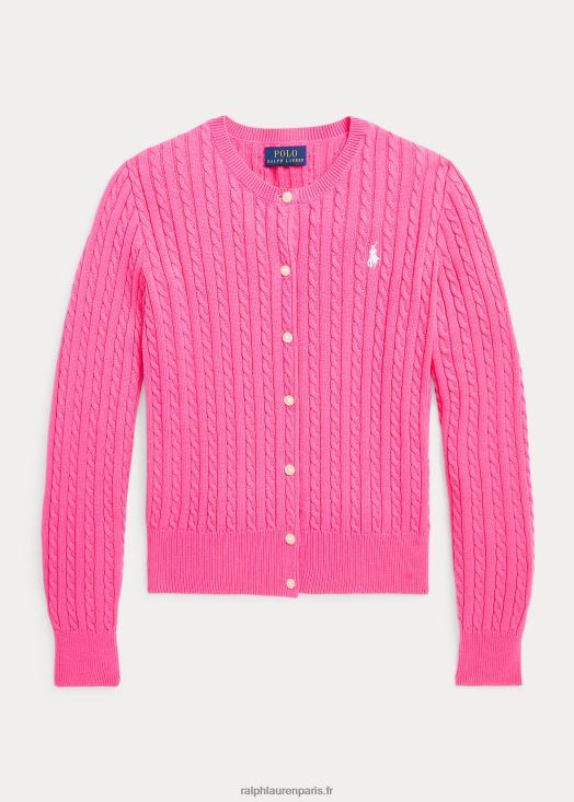 cardigan en coton à mini torsades 46T60T7244 enfants Ralph Lauren rose du désert