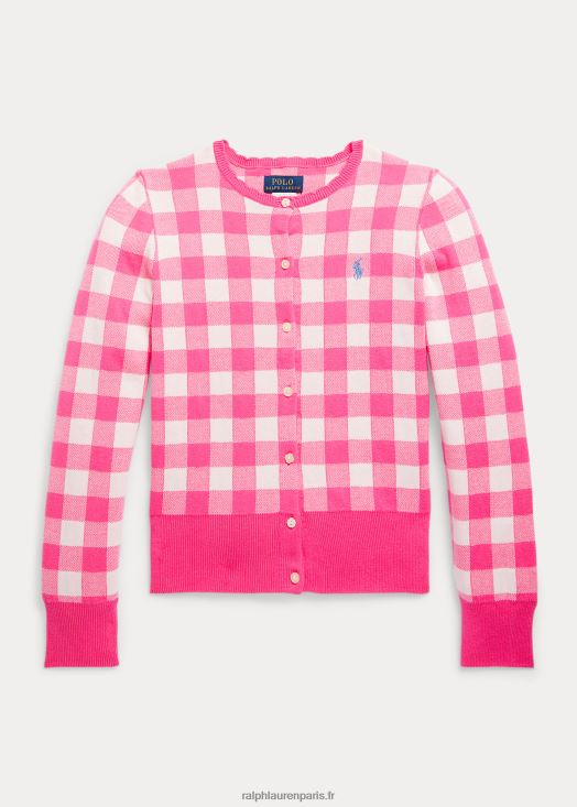 cardigan vichy en coton 46T60T7132 enfants Ralph Lauren rose délicat