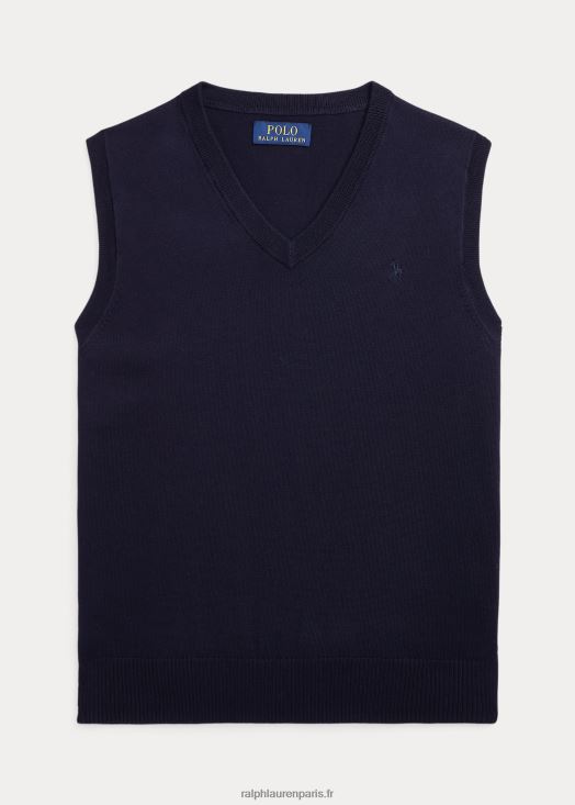 gilet pull col v en coton 46T60T6239 enfants Ralph Lauren marine rl