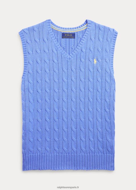 gilet pull en coton à torsades 46T60T6599 enfants Ralph Lauren bleu de l'île du port
