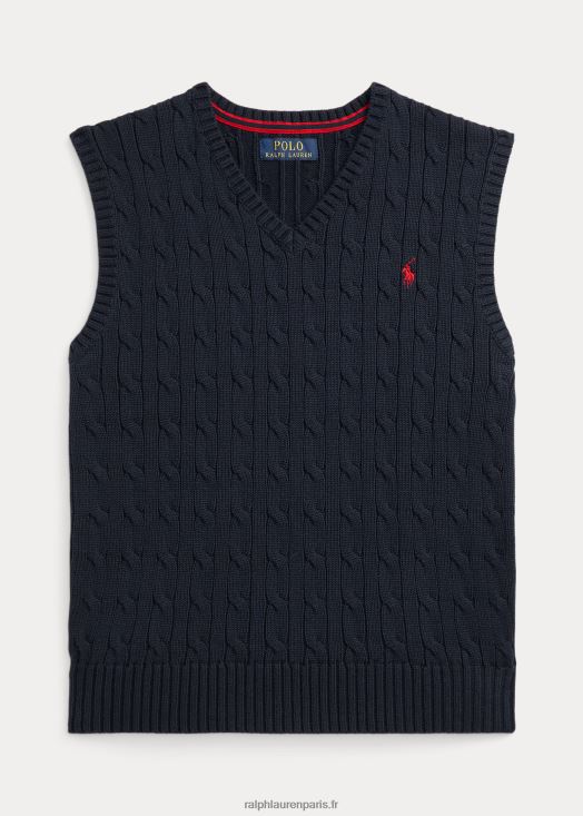 gilet pull en coton à torsades 46T60T9899 enfants Ralph Lauren marine rl