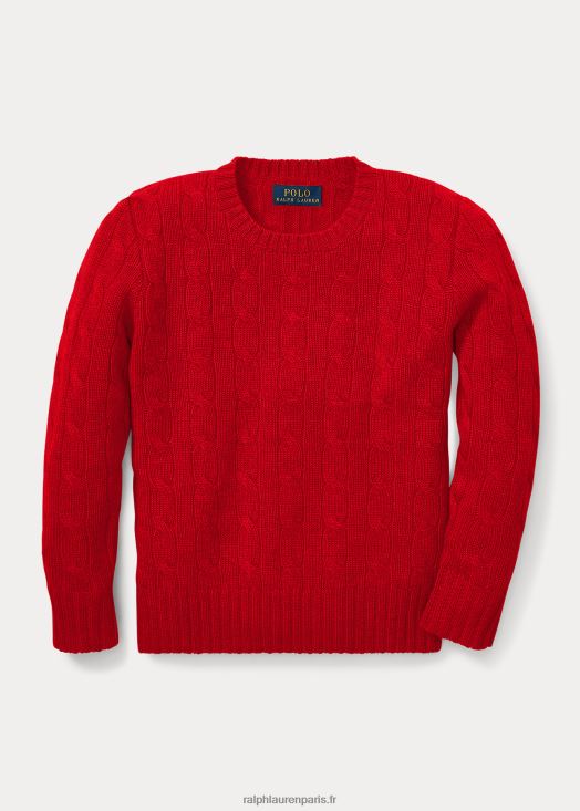 l'iconique pull en cachemire torsadé 46T60T5720 enfants Ralph Lauren rl 2000 rouge