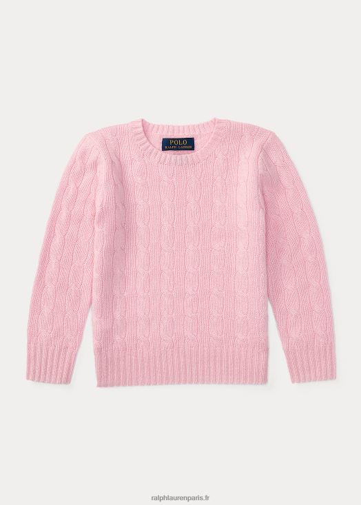 l'iconique pull en cachemire torsadé 46T60T5723 enfants Ralph Lauren rose carmel