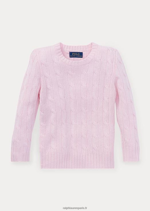 l'iconique pull en cachemire torsadé 46T60T5724 enfants Ralph Lauren rose du matin