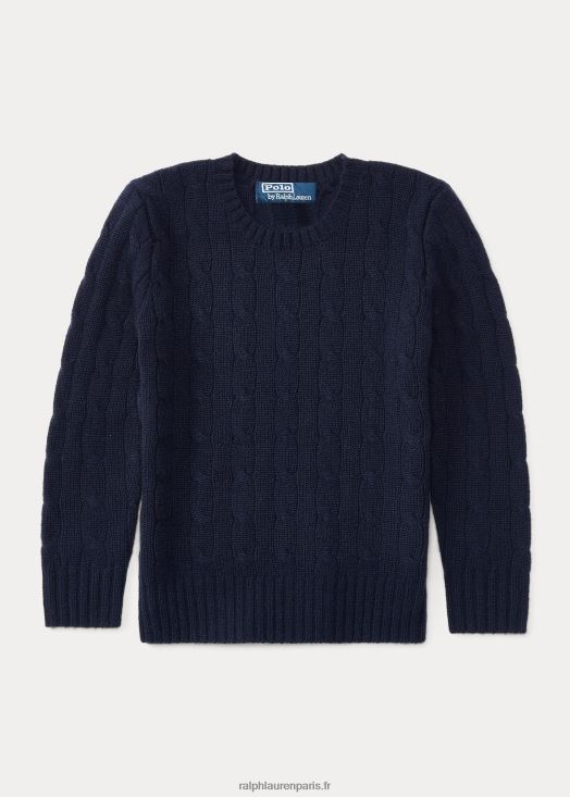 l'iconique pull en cachemire torsadé 46T60T5725 enfants Ralph Lauren marine raffinée