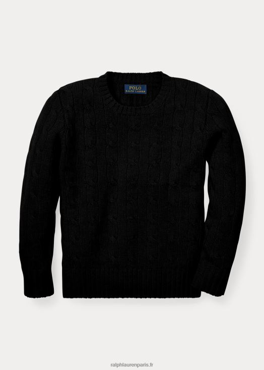 l'iconique pull en cachemire torsadé 46T60T5726 enfants Ralph Lauren noir