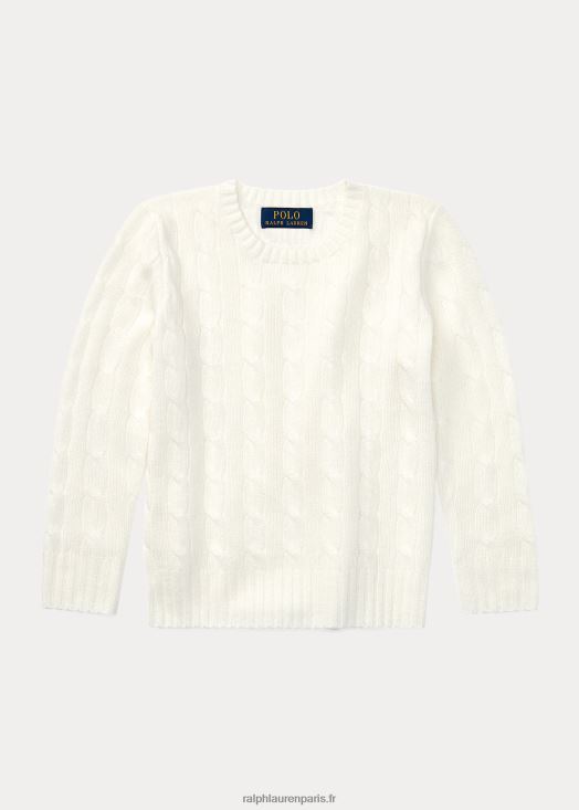 l'iconique pull en cachemire torsadé 46T60T5729 enfants Ralph Lauren blanc chaud