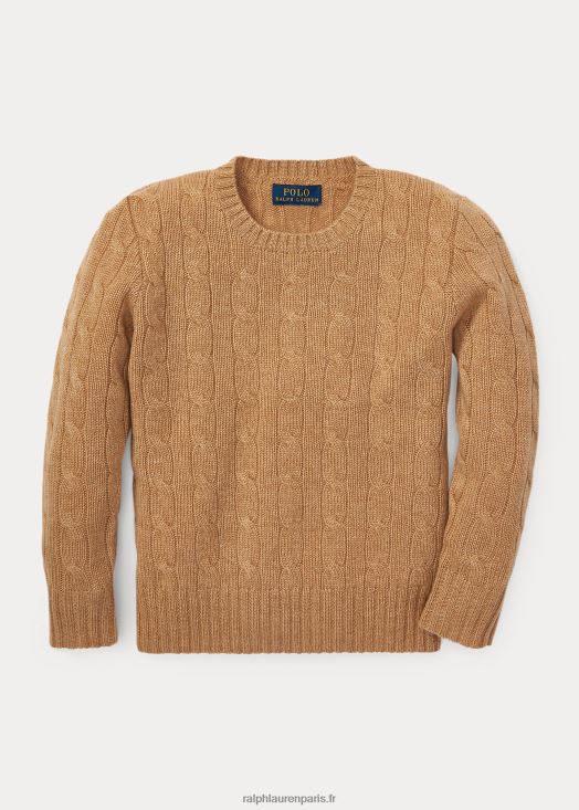 l'iconique pull en cachemire torsadé 46T60T5731 enfants Ralph Lauren chameau mélange